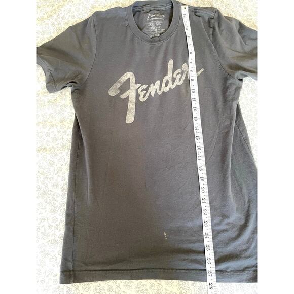 Fender Logo T-Shirt Gray Medium Guitar Music Tee - Picture 4 of 6